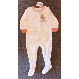 pajamas 2T New Girls Kids Headquarters White Fleece sleeper Blue Pink Polka Dots